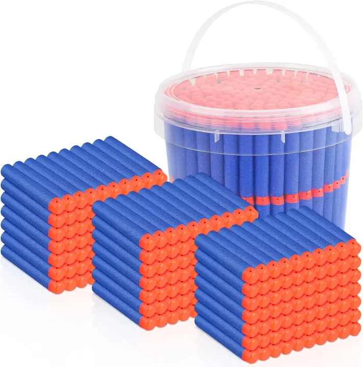 300 Foam Refill Darts Compatible with Nerf N-Strike Guns + Carry Bucket