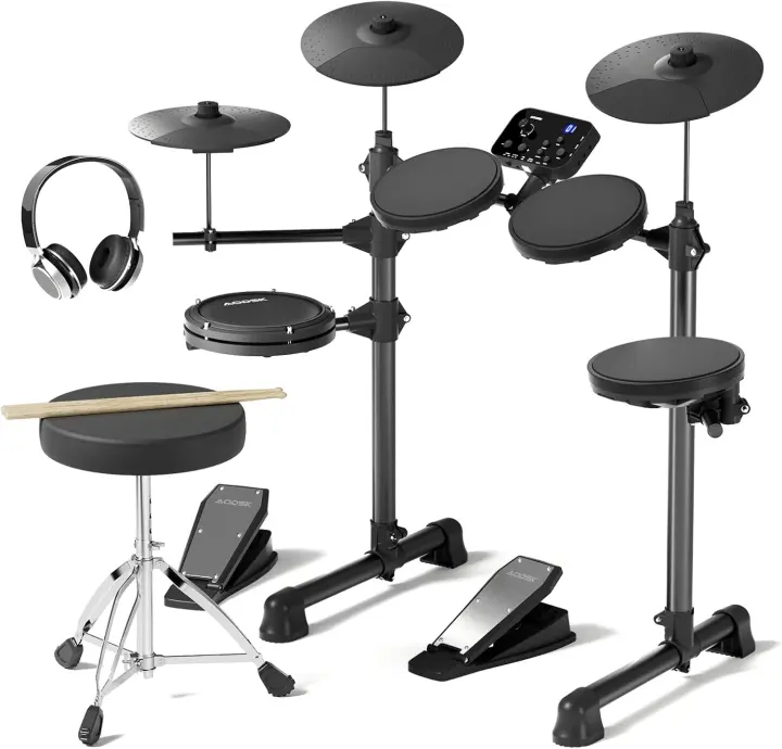 AODSK Electric Drum Kit for Beginners — 150 Sounds, Quiet Pads